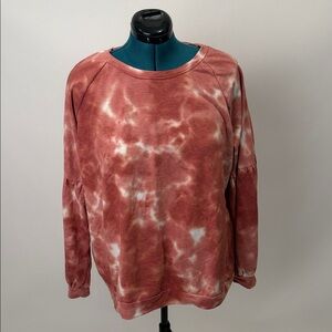 Knox Rose Women's Long Sleeve Tie-Dye Top - Coral and White